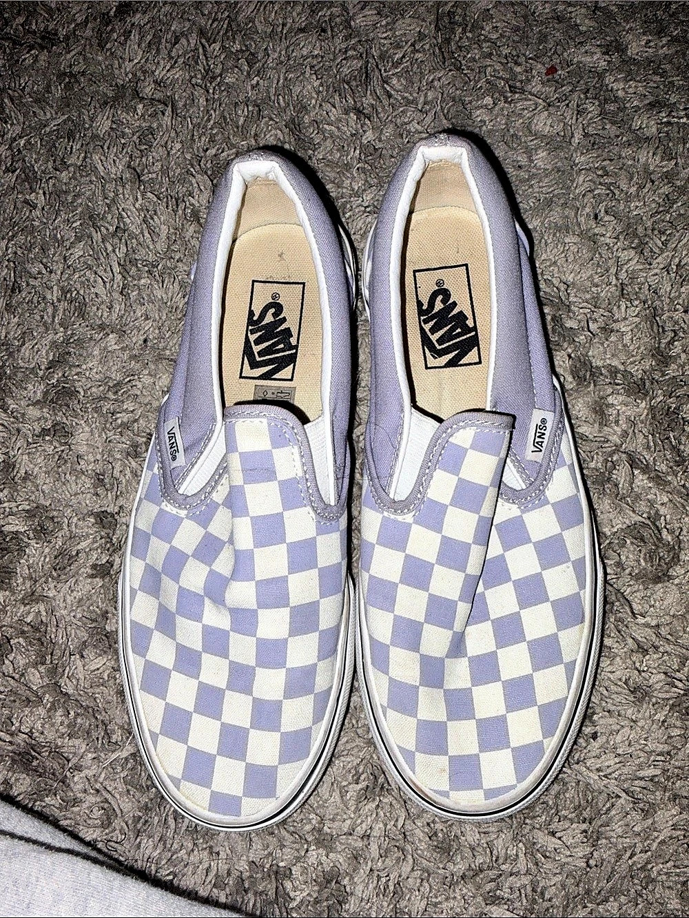 Vans Classic Slip-On Checkered Slip-On Sneakers in Purple & White